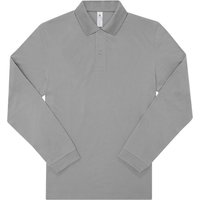 B&C Men's My Long-Sleeved Polo Shirt in Grey | Size: 3XL