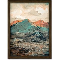 Artery8 Sunrise in Lienz Austria City Under Mountain Range Artwork Framed Wall Art Print A4 in Brown