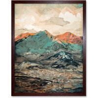 Artery8 Wall Art Print Sunrise in Lienz Austria City Under Mountain Range Art Framed in Brown | Size: W12" x H16"