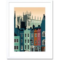Artery8 Wall Art Print York Minster & Shambles Street Cityscape Artwork Framed 9X7 Inch in White | Size: W7" x H9"