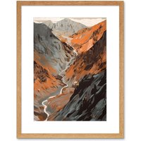 Artery8 Wall Art Print Scaffel Pike Hiking Trail Rocky Mountain Landscape Artwork Framed 9X7 Inch in Beige | Size: W7" x H9"