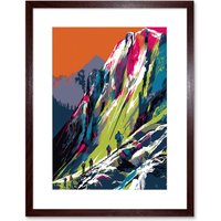 Artery8 Wall Art Print Hikers on Helvellyn Mountain Ridge Landscape Artwork Framed 9X7 Inch in Brown | Size: W7" x H9"