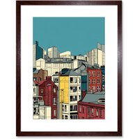 Artery8 Wall Art Print Manchester City Architecture Styles Cityscape Artwork Framed 9X7 Inch in Brown | Size: W7" x H9"