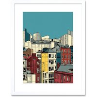 Artery8 Wall Art Print Manchester City Architecture Styles Cityscape Artwork Framed 9X7 Inch in White | Size: W7" x H9"
