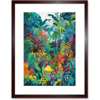 Artery8 Wall Art Print Rainforest Landscape Vibrant Multicoloured Nature Artwork Framed 9X7 Inch in Brown | Size: W7" x H9"