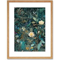 Artery8 Wall Art Print Audubon Style Birds in Blooming Wildflower Field Artwork Framed 9X7 Inch in Beige | Size: W7" x H9"