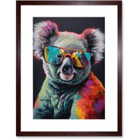 Artery8 Wall Art Print Koala Bear with Sunglasses Modern Multicoloured Artwork Framed 9X7 Inch in Brown | Size: W7" x H9"