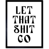 Artery8 Wall Art Print Funny Bathroom Let That S**t Go Toilet Sign Bathroom Yoga Decor Art Framed in Black | Size: W12" x H16"