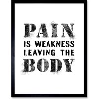 Artery8 Wall Art Print Exercise Decor Pain Is Weakness Leaving The Body Inspirational Gym Decor Art Framed in Black | Size: W12" x H16"