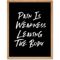 Artery8 Wall Art Print Gym Decor Pain Is Weakness Leaving The Body Inspirational Exercise Decor Art Framed in Light Oak | Size: W12" x H16"