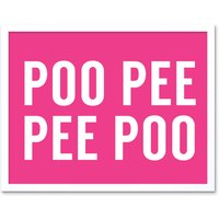 Artery8 Wall Art Print Funny Toilet Poo Poo Pee Pee Bathroom Sign Decor Art Framed in White | Size: W12" x H16"
