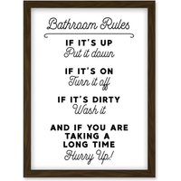 Artery8 Bathroom Decor Wall Art Funny Toilet Humour Sign Artwork Framed Wall Art Print A4 in Brown