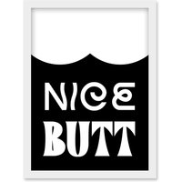 Artery8 Bathroom Wall Art Nice Butt Funny Toilet Sign Bathroom Decor Artwork Framed Wall Art Print A4 in White