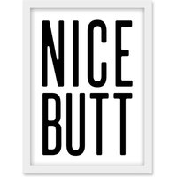 Artery8 Toilet Wall Art Nice Butt Funny Bathroom Sign Decor Artwork Framed Wall Art Print A4 in White