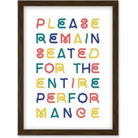 Artery8 Funny Toilet Wall Art Please Remain Seated The Entire Performance Bathroom Sign Decor Artwork Framed Wall Art Print A4 in Brown