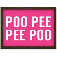 Artery8 Funny Toilet Wall Art Poo Poo Pee Pee Bathroom Sign Decor Artwork Framed Wall Art Print A4 in Brown
