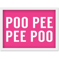 Artery8 Funny Toilet Wall Art Poo Poo Pee Pee Bathroom Sign Decor Artwork Framed Wall Art Print A4 in White
