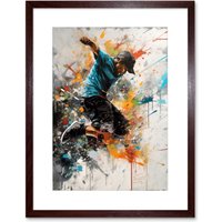 Artery8 Wall Art Print Parkour Jump Urban Sport Paint Splat Action Shot Artwork Framed 9X7 Inch in Brown | Size: W7" x H9"