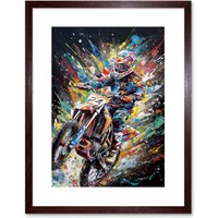 Artery8 Wall Art Print Motorcycle Motocross Rainbow Paint Splatter Artwork Framed 9X7 Inch in Brown | Size: W7" x H9"