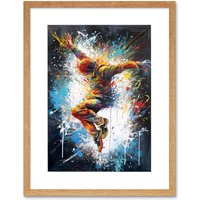 Artery8 Wall Art Print Before the Land Parkour Jump Paint Splat Portrait Artwork Framed 9X7 Inch in Beige | Size: W7" x H9"