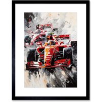 Artery8 Wall Art Print Grand Prix Track Circuit Cars Racing Paint Splat Artwork Framed 9X7 Inch in Black | Size: W7" x H9"