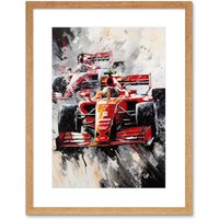 Artery8 Wall Art Print Grand Prix Track Circuit Cars Racing Paint Splat Artwork Framed 9X7 Inch in Beige | Size: W7" x H9"
