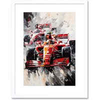 Artery8 Wall Art Print Grand Prix Track Circuit Cars Racing Paint Splat Artwork Framed 9X7 Inch in White | Size: W7" x H9"