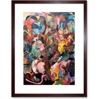 Artery8 Wall Art Print Human Relationships Multicoloured Abstract Crowd Artwork Framed 9X7 Inch in Brown | Size: W7" x H9"