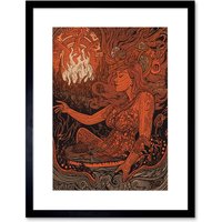 Artery8 Wall Art Print You Light my Fire The Temptress Concept Artwork Framed 9X7 Inch in Black | Size: W7" x H9"