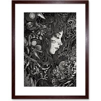 Artery8 Wall Art Print Nature Goddess Black & White Modern Artwork Framed 9X7 Inch in Brown | Size: W7" x H9"