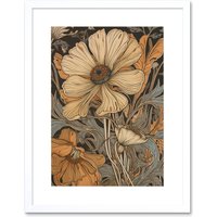 Artery8 Wall Art Print Spring Wildflowers Pastel Colour Artwork Framed 9X7 Inch in White | Size: W7" x H9"