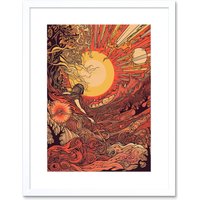 Artery8 Wall Art Print Venus Sunset Fantasy Landscape Artwork Framed 9X7 Inch in White | Size: W7" x H9"