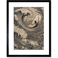 Artery8 Wall Art Print Jonah & the Storm at Sea Modern Artwork Framed 9X7 Inch in Black | Size: W7" x H9"