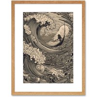 Artery8 Wall Art Print Jonah & the Storm at Sea Modern Artwork Framed 9X7 Inch in Beige | Size: W7" x H9"