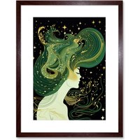 Artery8 Wall Art Print Modern Concept Art Aurora Borealis Artwork Framed 9X7 Inch in Brown | Size: W7" x H9"