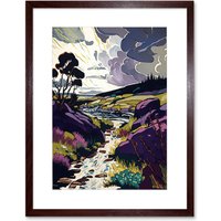Artery8 Wall Art Print Scottish Landscape with Stormy Clouds Artwork Framed 9X7 Inch in Brown | Size: W7" x H9"