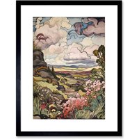 Artery8 Wall Art Print A Wild Scottish Landscape on a Cloudy Day Artwork Framed 9X7 Inch in Black | Size: W7" x H9"