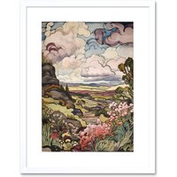 Artery8 Wall Art Print A Wild Scottish Landscape on a Cloudy Day Artwork Framed 9X7 Inch in White | Size: W7" x H9"