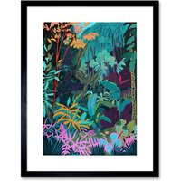 Artery8 Wall Art Print Tropical Jungle Forest Vibrant Colour Artwork Framed 9X7 Inch in Black | Size: W7" x H9"
