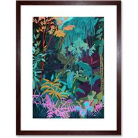 Artery8 Wall Art Print Tropical Jungle Forest Vibrant Colour Artwork Framed 9X7 Inch in Brown | Size: W7" x H9"