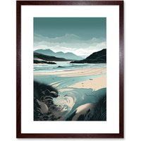Artery8 Wall Art Print Luskentyre Sands Coastal Landscape Artwork Framed 9X7 Inch in Brown | Size: W7" x H9"