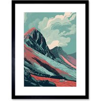 Artery8 Wall Art Print Scottish Highlands Mountain Landscape Artwork Framed 9X7 Inch in Black | Size: W7" x H9"