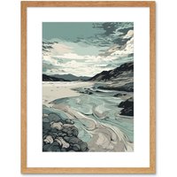 Artery8 Wall Art Print Luskentyre Beach Coastal Landscape Artwork Framed 9X7 Inch in Beige | Size: W7" x H9"