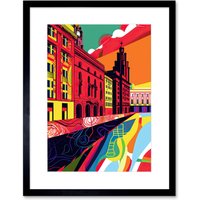 Artery8 Wall Art Print Royal Albert Dock Liverpool Waterfront Pop Artwork Framed 9X7 Inch in Black | Size: W7" x H9"
