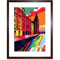 Artery8 Wall Art Print Royal Albert Dock Liverpool Waterfront Pop Artwork Framed 9X7 Inch in Brown | Size: W7" x H9"