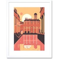 Artery8 Wall Art Print Roman Baths Georgian Architecture Artwork Framed 9X7 Inch in White | Size: W7" x H9"