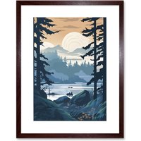 Artery8 Wall Art Print Lake View in Rainforest Landscape Artwork Framed 9X7 Inch in Brown | Size: W7" x H9"