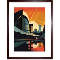 Artery8 Wall Art Print River Clyde Walkway Modern Glasgow Cityscape Artwork Framed 9X7 Inch in Brown | Size: W7" x H9"