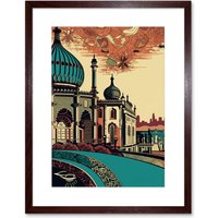 Artery8 Wall Art Print Brighton City Royal Pavilion Ornate Artwork Framed 9X7 Inch in Brown | Size: W7" x H9"