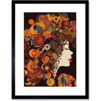 Artery8 Wall Art Print Kandinsky Inspired Woman Portrait Modern Folk Artwork Framed 9X7 Inch in Black | Size: W7" x H9"